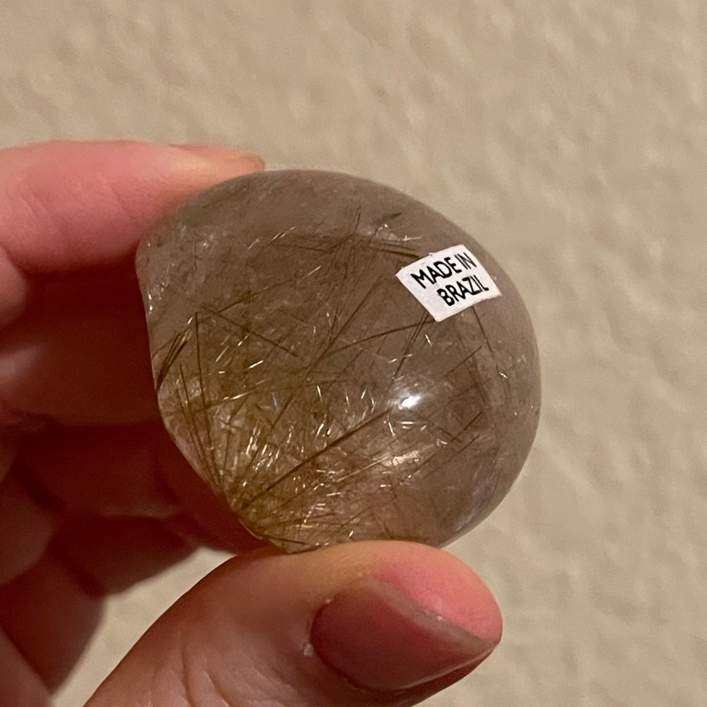 Rutilated Quartz polished lens from Brazil